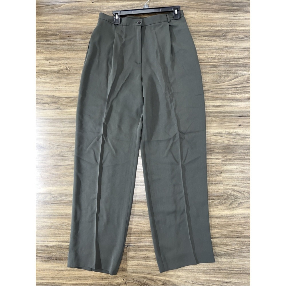 Yansi Fugel Size 12 Ponte Pants Green Front Seam Zip Double Knit Trouser Stretch - Picture 1 of 5
